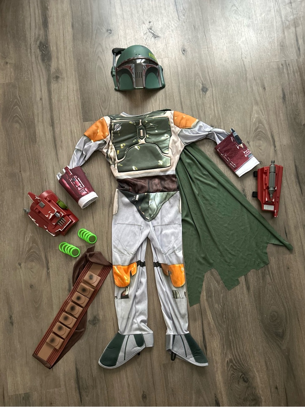 Boba Fett Star Wars Kids Costume with Wrist Gauntlets and Helmet